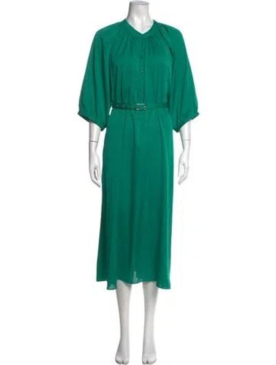 Pre-owned Kate Spade Patterned Midi Length Dress In Green