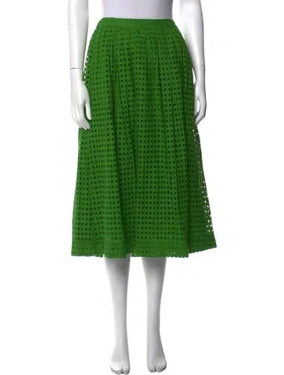 Pre-owned Kate Spade Patterned Midi Length Skirt In Green