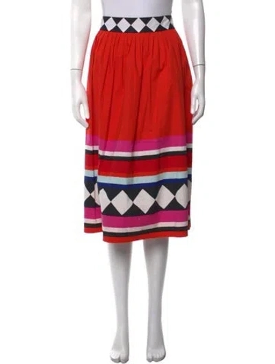 Pre-owned Kate Spade Patterned Midi Length Skirt In Red