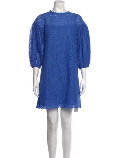 Pre-owned Kate Spade Patterned Mini Dress In Blue