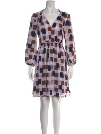 Pre-owned Kate Spade Patterned Mini Dress In Purple