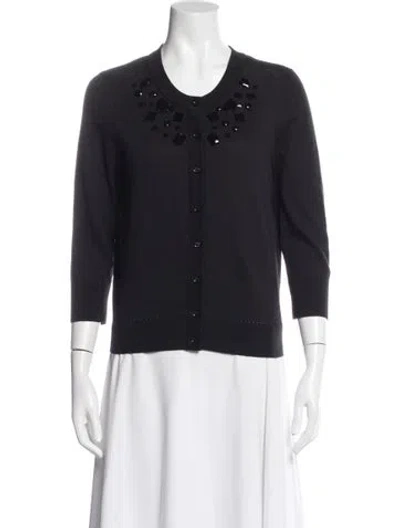 Pre-owned Kate Spade Patterned Scoop Neck Sweater In Black