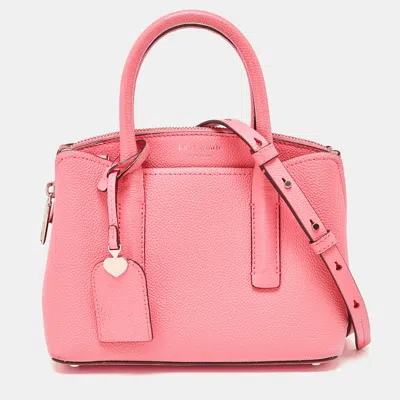 Pre-owned Kate Spade Peach Leather Margaux Mini Satchel In Orange