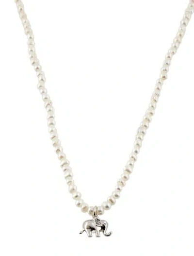 Pre-owned Kate Spade Pearl & Crystal Precious Elephant Pendant Necklace, 20" In Multi