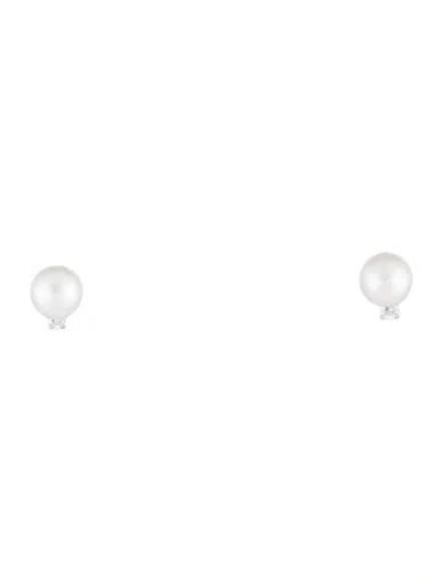 Pre-owned Kate Spade Pearl & Lab-grown Diamond Stud Earrings In Multi