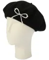 Kate Spade Pearl Bow Felt Beret In Black