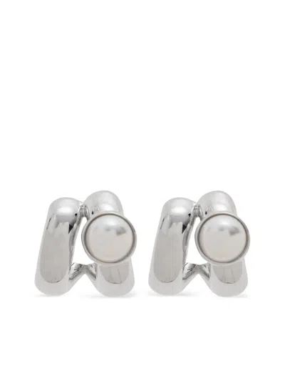 Kate Spade Pearl-embellished Earrings In Silver