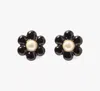 Kate Spade Gold-tone Petal Puff Floral Stud Earrings In Black