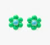 Kate Spade Gold-tone Petal Puff Floral Stud Earrings In Green/gold