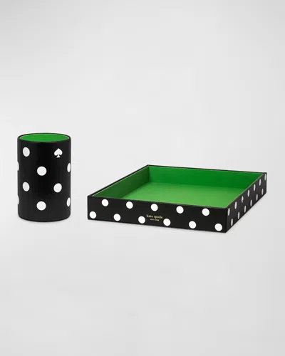 Kate Spade Picture Dot Letter Tray And Pencil Cup Set In Black