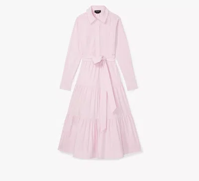 Kate Spade Pintuck Tiered Shirt Dress In Pink Lemonade