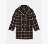 Kate Spade Plaid Double Breasted Coat In Multi
