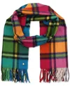 Kate Spade Plaid Mix Multi Yarn Dye Wool Scarf In Multi