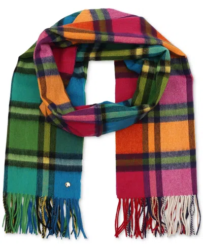 Kate Spade Plaid Mix Multi Yarn Dye Wool Scarf
