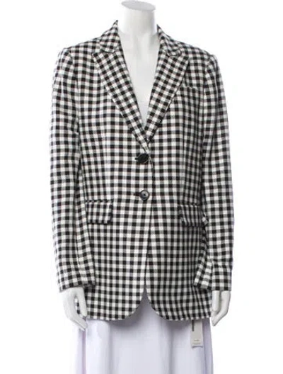 Pre-owned Kate Spade Plaid Print Blazer In Black