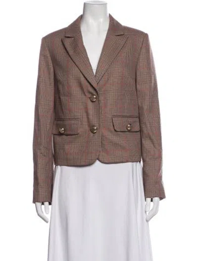 Pre-owned Kate Spade Plaid Print Blazer In Brown