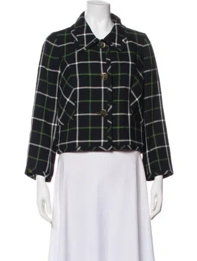 Pre-owned Kate Spade Plaid Print Blazer In Multi