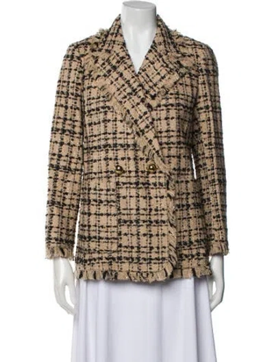 Pre-owned Kate Spade Plaid Print Blazer In Neutral