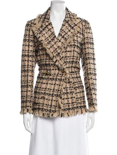 Pre-owned Kate Spade Plaid Print Blazer In Neutral