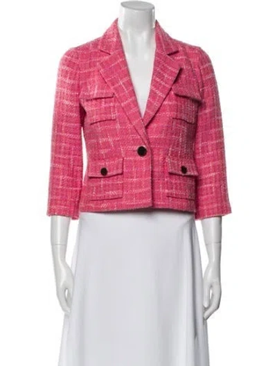 Pre-owned Kate Spade Plaid Print Blazer In Pink