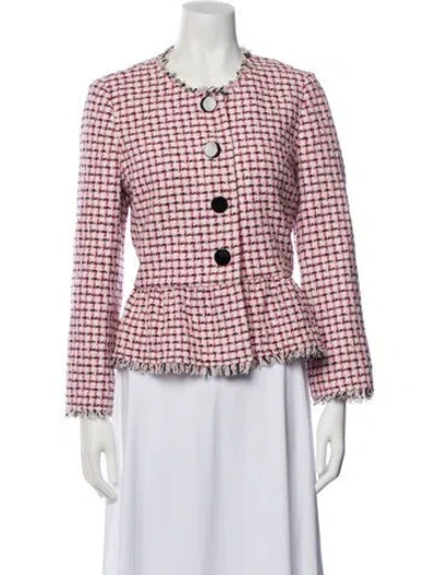 Pre-owned Kate Spade Plaid Print Blazer In Pink