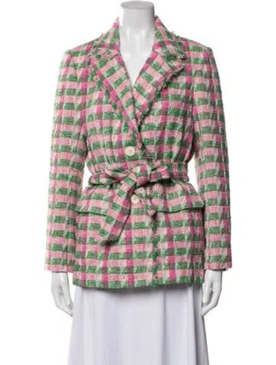 Pre-owned Kate Spade Plaid Print Blazer In Pink