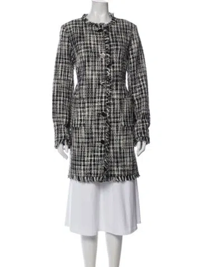 Pre-owned Kate Spade Plaid Print Coat In Black