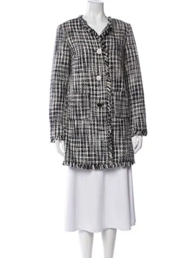 Pre-owned Kate Spade Plaid Print Coat In Black