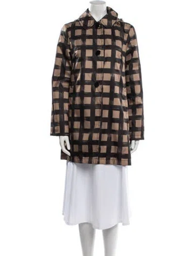 Pre-owned Kate Spade Plaid Print Coat In Brown