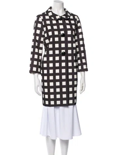 Pre-owned Kate Spade Plaid Print Coat In Gray