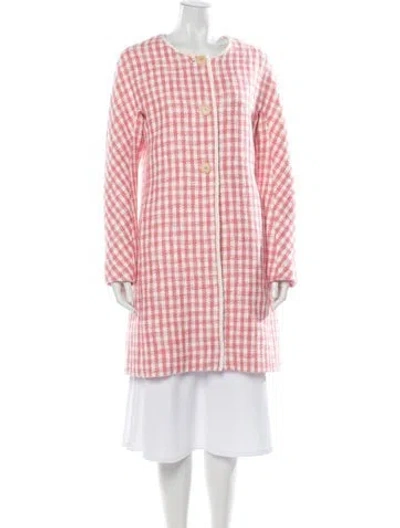 Pre-owned Kate Spade Plaid Print Coat In Metallic/pink