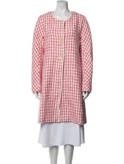 Pre-owned Kate Spade Plaid Print Coat In Metallic/pink