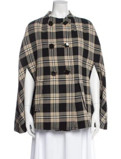 Pre-owned Kate Spade Plaid Print Coat In Neutral