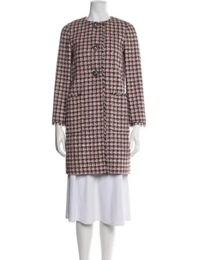 Pre-owned Kate Spade Plaid Print Coat In Pink