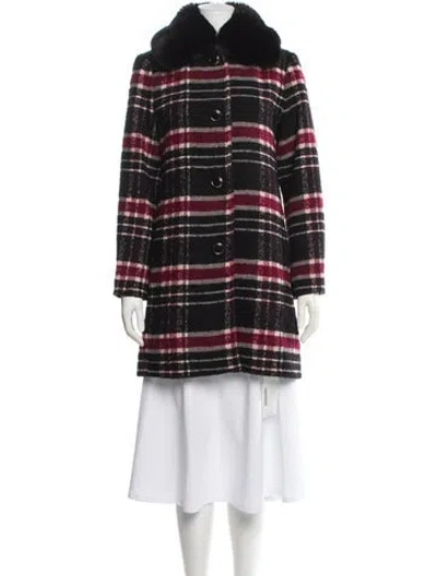Pre-owned Kate Spade Plaid Print Coat W/ Tags In Black