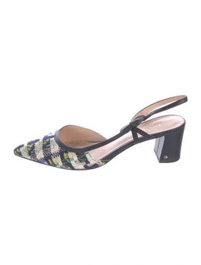 Pre-owned Kate Spade Plaid Print Glitter Accents Slingback Pumps