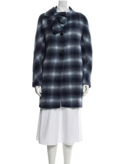 Pre-owned Kate Spade Plaid Print Jacket In Blue