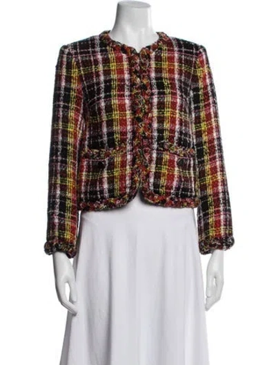 Pre-owned Kate Spade Plaid Print Jacket In Multicolor