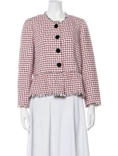 Pre-owned Kate Spade Plaid Print Jacket In Pink