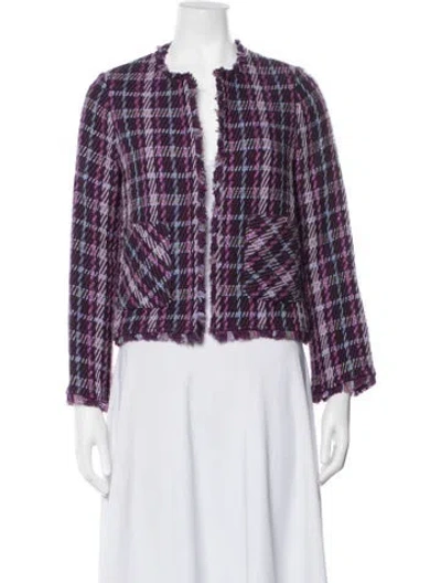 Pre-owned Kate Spade Plaid Print Jacket In Purple