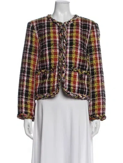 Pre-owned Kate Spade Plaid Print Jacket In Red