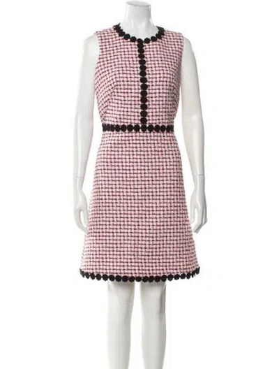 Pre-owned Kate Spade Plaid Print Knee-length Dress In Pink