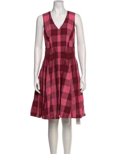 Pre-owned Kate Spade Plaid Print Knee-length Dress W/ Tags In Pink