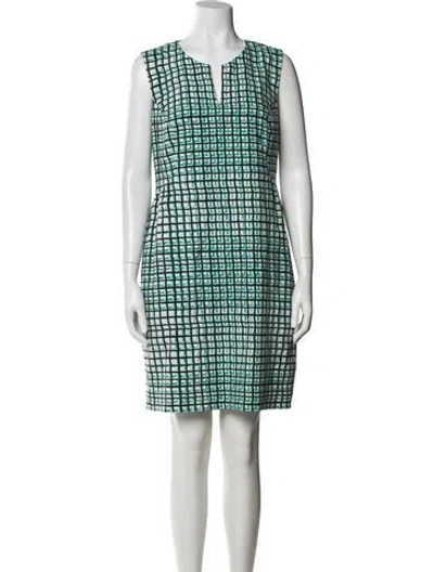 Pre-owned Kate Spade Plaid Print Knee-length Dress In White