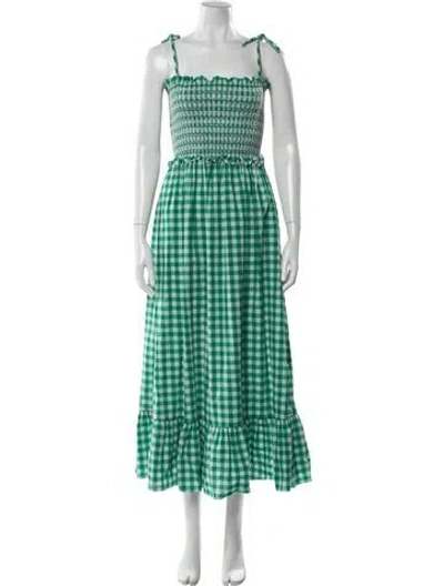 Pre-owned Kate Spade Plaid Print Long Dress In Blue