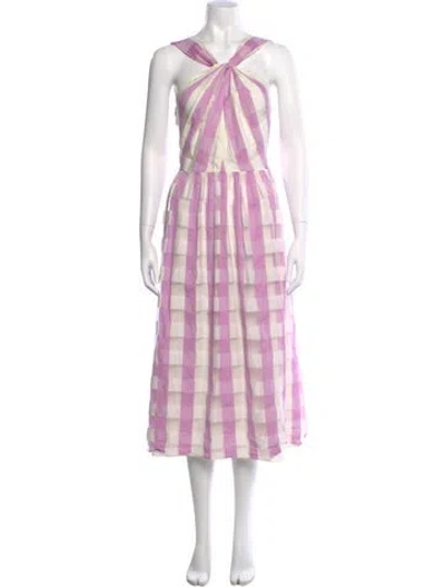 Pre-owned Kate Spade Plaid Print Long Dress In Neutral
