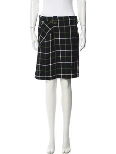 Pre-owned Kate Spade Plaid Print Long Skirt In Blue