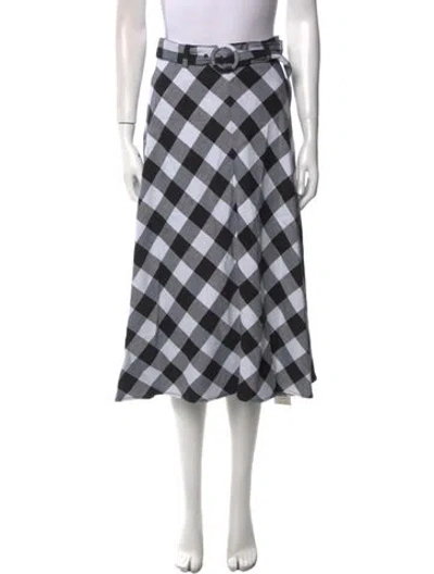 Pre-owned Kate Spade Plaid Print Midi Length Skirt In Black