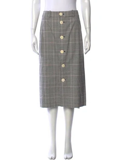Pre-owned Kate Spade Plaid Print Midi Length Skirt In Multicolor