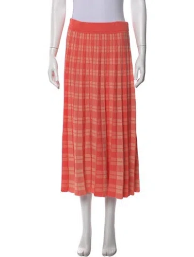 Pre-owned Kate Spade Plaid Print Midi Length Skirt In Pink